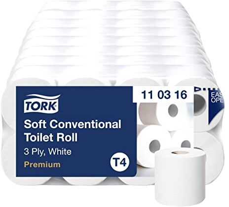 Tork Premium Rotoli Carta Igienica Tradizionale Soft, 3 Veli, Compatibile con Sistema T4, 1 X 8 Rotoli a Confezione (Cad 72 X 250 Strappi), Bianca