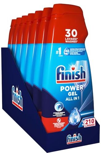 Finish Powergel Detersivo Lavastoviglie Fresh, Gel Lavastoviglie, 210 Lavaggi, 7 confezioni da 30 Lavaggi di Liquido Lavastoviglie