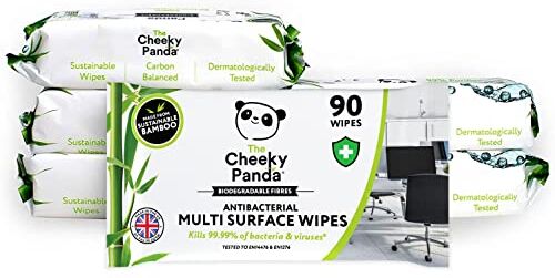 Panda – Salviettine di bambù antibatteriche   Confezione da 6 pacchi (100 salviette per pacco, 600 salviette in totale)   Uccide il 99% dei germi, biodegradabile, ecologico