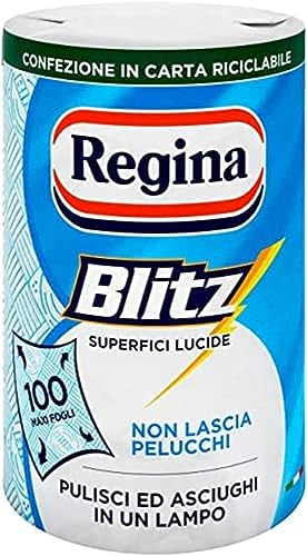 Regina Blitz Carta Casa, Confezione da 1 Rotolo, 100 Maxi Fogli a 3 Veli, Confezione in Carta Riciclabile, Pulisci e Asciughi in un Lampo, Carta 100% Certificata FSC