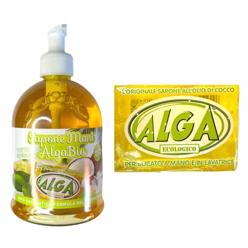 generic SET ALGA BIO 1 Sapone Alga Per Le Mani 500 Ml + 1 Saponetta Alga Molli per Bucato 400 gr