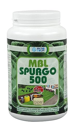 MicroBioLife MBL SPURGO 500 – kg. 2 Attivatore biologico in polvere per lo spurgo di fosse e tubazioni, contiene un misurino per il corretto dosaggio (500 milioni di microrganismi per grammo)