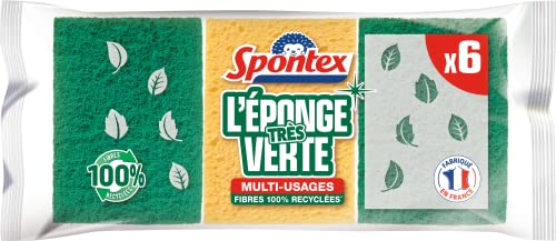 Spontex Grattaspugna molto verde 6 spugne raschianti verdi Resistente ed Eco-responsabile Composte di fibre riciclate al 100%