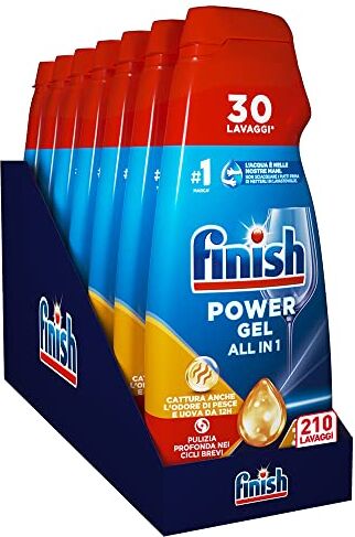 Finish Powergel Detersivo Lavastoviglie Anti Odore, Gel Lavastoviglie, 7 x 210 Lavaggi, 4200ml