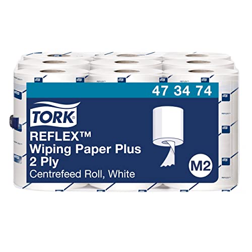 Tork Reflex Carta Plus per asciugatura Advanced, compatibile con il sistema M3 (estrazione centrale Reflex Mini), 2 veli, 1 conf. x 9 rotoli (9 x 67 m), colore bianco