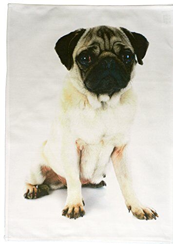 Half a Donkey Pug Puppy Large Cotton Tea Towel with crisp and clear image from