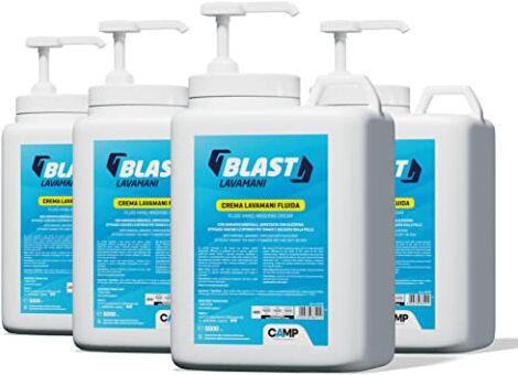 CAMP BLAST Crema Lavamani Fluida, con Abrasivi Naturali, Detergente e Sgrassante, con Dosatore, 4x 5000 ml