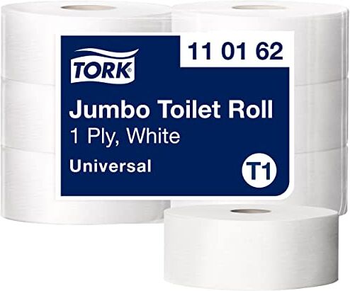 Tork Rotoli di Carta igienica Jumbo Advanced a lunga durata, compatibile con sistema T1, 1 velo, 1 x 6 rotoli (6 x 500 m), 2500 strappi x rotolo, bianco