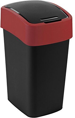 Curver 02171 – 879 – 00 Pattumiera Flip plastica Nero/Rosso 34 x 26 x 47 cm 25 L