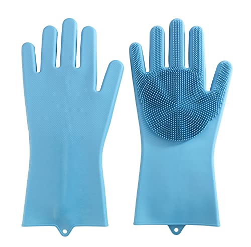 Wenko Guanti per pulizia in silicone Rena, 2 pz. Guanti per stoviglie, Silicone, 33 x 1.5 x 15.5 cm, Blu