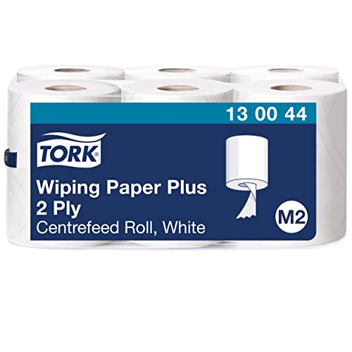 Tork Carta Plus per asciugatura Premium,compatibile con il sistema M2 (ad estrazione centrale maxi), 2 veli, multiuso, 1 conf. x 6 rotoli (6 x 125 m), bianco