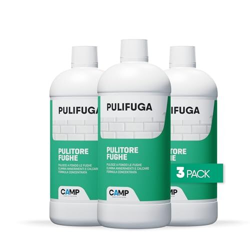 CAMP PULIFUGA, Pulitore concentrato per fughe ideale per pavimenti e rivestimenti, Elimina annerimenti, macchie e muffe, Pack 3x1lt