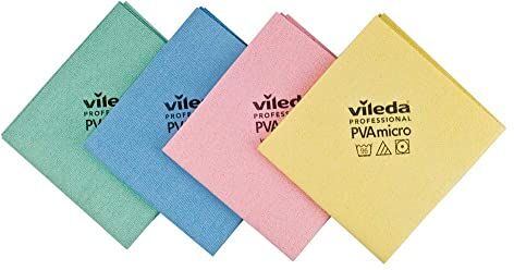 Vileda Professional FHP VILEDA Panno PVA Micro CM 35X38 Multicolor in Confezione da 4 Pezzi (Verde Azzurro Rosso Giallo)