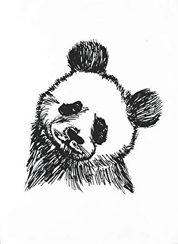 Half a Donkey The Hand Drawn Panda Large Cotton Tea Towel by