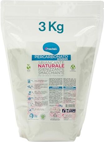 MAMICUP Percarbonato di Sodio Puro 3 kg, smacchiante, sbiancante, igienizzante, ecologico, 300 lavaggi