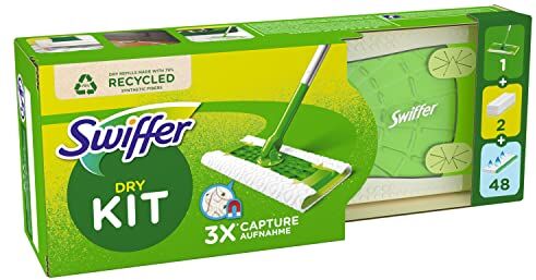 Swiffer Lavapavimenti, 1 Scopa e 6 Panni Umidi, Pulizia Igienica Profonda Lavapavimenti, Cattura e Intrappola Polvere e Peli, Rimuove Sporco e Batteri, Per Tutti I Tipi Di Pavimenti