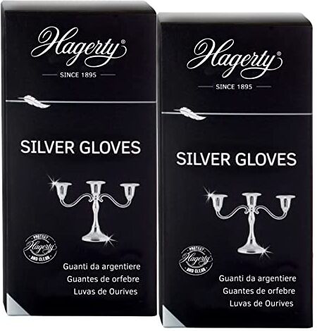 Hagerty 2x Silver Gloves Guanti in Cotone da Argentiere Impregnati per Pulizia Argento Argenteria e Metalli Argentati o Placcati in Argento 2 Paia