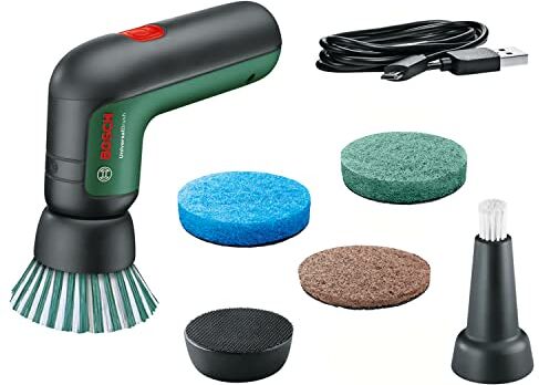 Bosch Spazzola elettrica di pulizia UniversalBrush +  Tampone per cucina per Spazzola elettrica di pulizia UniversalBrush, 3 pezzi inclusi, confezione in cartone