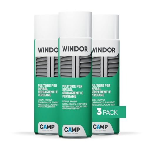 CAMP ‎ WINDOR, Pulitore ravvivante protettivo, rinnova infissi, serramenti, persiane in PVC, alluminio, legno verniciato, 3x500 ml