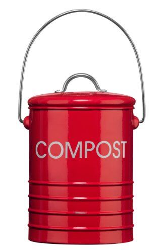PREMIER Housewares Compostiera con Maniglia, Rosso