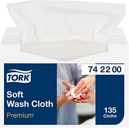 Tork Panno per lavaggio pazienti monouso Premium, 1 velo, goffrato, 1 conf. x 135 pezzi, 30 cm x 32 cm, resistente, bianco