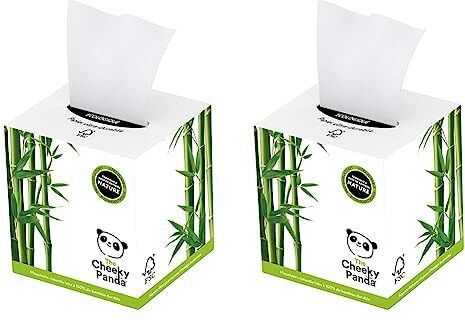 Panda Fazzoletti Scatola di Carta   Scatola di Fazzoletti di Bambù   56 Fazzoletti (Confezione da 2)