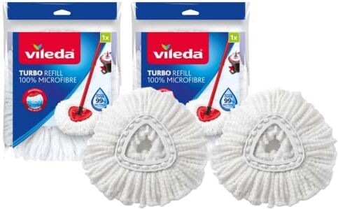 Vileda Easywring e Clean Turbo Classico in Microfibra mop Refill Head, Microfibra, White, Twin Pack