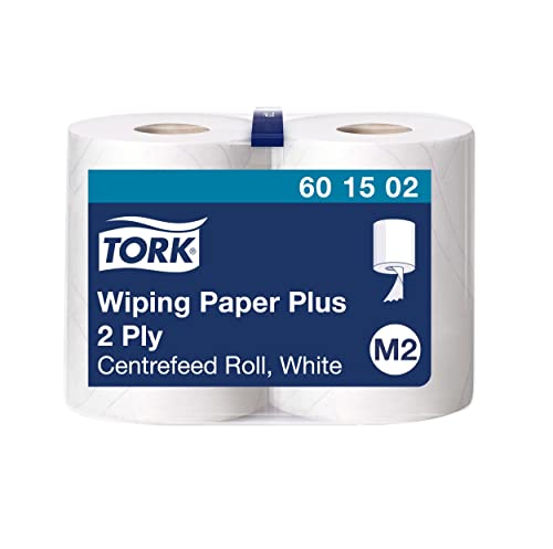Tork Carta Plus per asciugatura Premium, compatibile con il sistema M2 (ad estrazione centrale), 2 veli, multiuso, 1 conf. x 2 rotoli (6 x 125 m), bianco