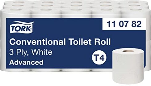 Tork Rotoli Carta Igienica tradizionale Advanced Extra Soft, 3 veli, compatibile con sistema T4, 30 rotoli (30 x 250 strappi), bianca