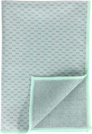 Wenko Canovaccio Miko, set stracci in microfibra, 2 pezzi, per asciugatura e lucidatura, forte assorbimento e asciugatura rapida, materiale 80% poliestere, 20% poliammide, 40 x 60 cm, grigio/verde