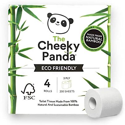 Panda – Carta Igienica in Bamboo   Confezione da 4 Rotoli   3 Veli, No Plastica, Ecologica, Super Morbida, Resistente e Sostenibile