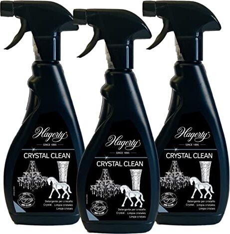 Hagerty 3x  Crystal Clean Spray Detergente per Oggetti in Cristallo Vetro e Metallo Pulizia Delicata e Anti-graffio 3 Flaconi da 500ml