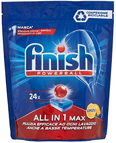 Finish Pastiglie Lavastoviglie All In 1 Max Power Limone 24 Pezzi, 24pz