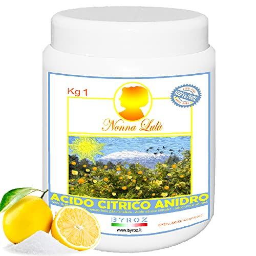 BYROZ Acido Citrico Per Pulizia Calcare. Biologico, Multiuso, 100% Naturale, Efficace, Ecocompatibile, Sostenibile. Ideale come Anticalcare lavatrice e Brillantante. Acido citrico alimentare (1 Kg)