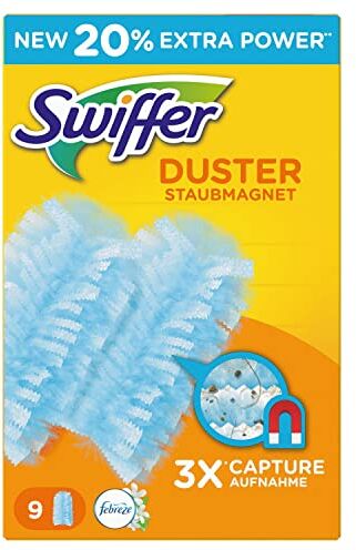 Swiffer Piumini Piumino con il Profumo Fresco di Febreze Rugiada del Mattino, 9 Ricariche