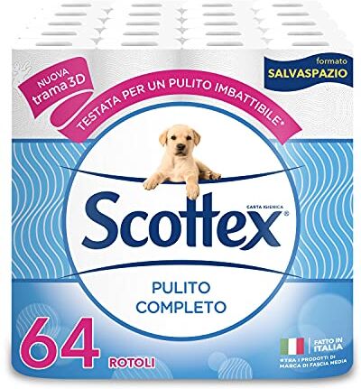 Scottex Pulito Completo Carta Igienica Salvaspazio, Confezione da 64 Rotoli (16x4)