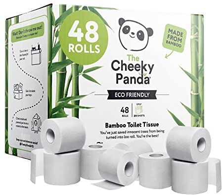 Panda – Carta Igienica in Bamboo   Formato Famiglia 48 Rotoli   3 Veli, No Plastica, Ecologica, Super Morbida, Resistente e Sostenibile