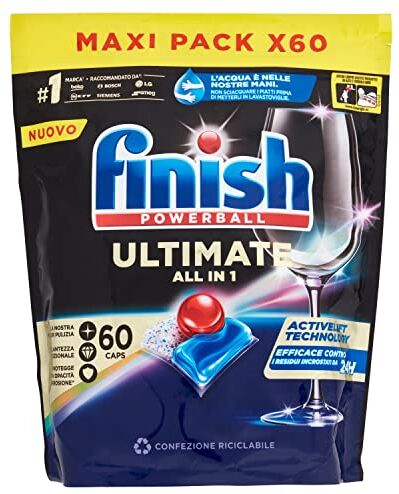 Finish , 60 Pastiglie Per Lavastoviglie, Quantum Ultimate, 1 Confezione Da 60 Pastiglie, Regular 750 Gr