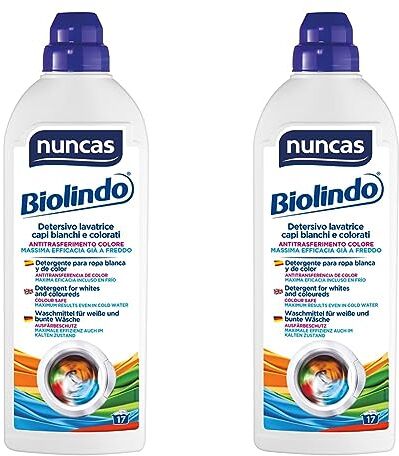 Nuncas Biolindo Detersivo Lavatrice Capi Bianchi e Colorati 1000ml (Confezione da 2)