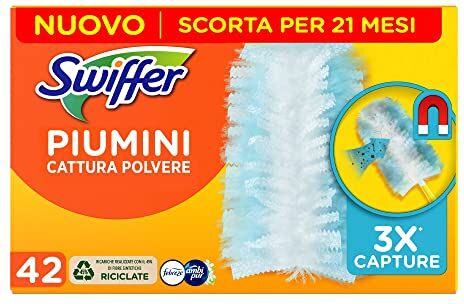 Swiffer Duster Piumini Catturapolvere, 42 Piumini, Profumo Freschezza di Ambi Pur, Cattura e Intrappola Polvere e Sporco, Raggiunge i Punti Più Difficili della Casa, Scorta per 21 Mesi