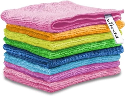 Vileda Microfibre Colors, Panni in Microfibra, Lavabili in Lavatrice, Riutilizzabili, Multicolore, 30x 30 cm , 8 Pezzi