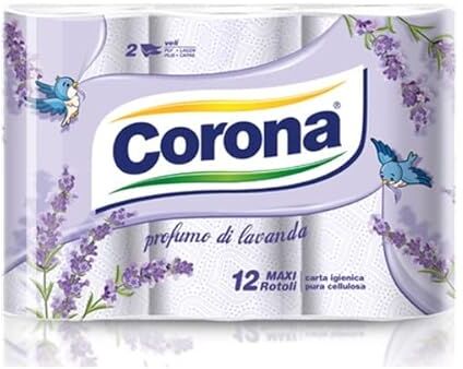 Generico CARTA IGIENICA CORONA MAXI ROTOLI 2 VELI – ALLA LAVANDA 12 CONFEZIONI DA 12 ROTOLI MAXI ROTOLI PER UN TOTALE DI 144 MAXI ROTOLI