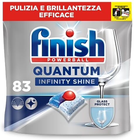 Finish Quantum Infinity Shine Pastiglie Lavastoviglie, 83 Capsule Lavastoviglie, Pastiglie per Lavastoviglie per una Pulizia Profonda e Stoviglie Brillanti