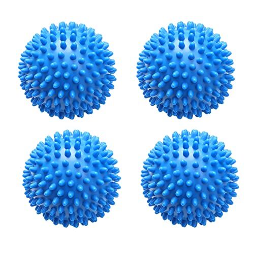 Michnild Confezione da 5 palline riutilizzabili per asciugatrice per bucato, a risparmio energetico, in plastica per accelerare l'asciugatura, ridurre le pieghe per i vestiti (4 pezzi, blu)