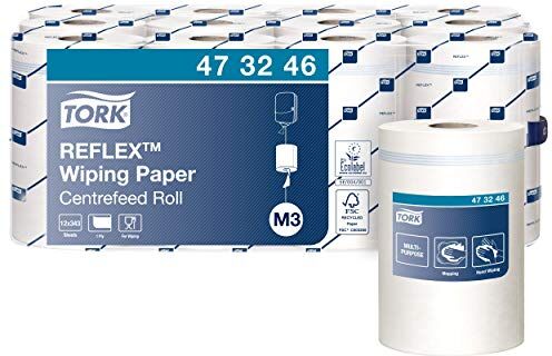 Tork Reflex Carta per asciugatura Advanced, compatibile con il sistema M3 (estrazione centrale Reflex Mini), monovelo, 1 conf. x 12 rotoli (12 x 120,1 m), colore bianco