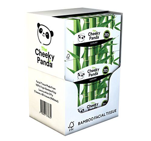 Panda Confezione multipla di fazzoletti per il viso in bambù    12 scatole (960 fazzoletti)   Fazzoletti morbidi, resistenti e sostenibili (la confezione può variare)