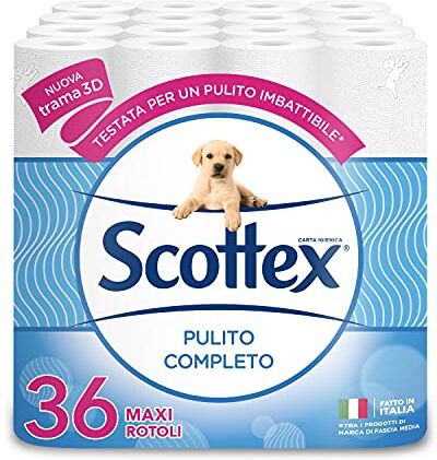 Scottex Pulito Completo Carta Igienica, Confezione da 36 Rotoli Maxi (12x3)