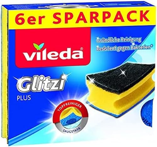 Vileda Glitzi Plus Spugna, con effetto antibatterico contro i batteri, assorbente