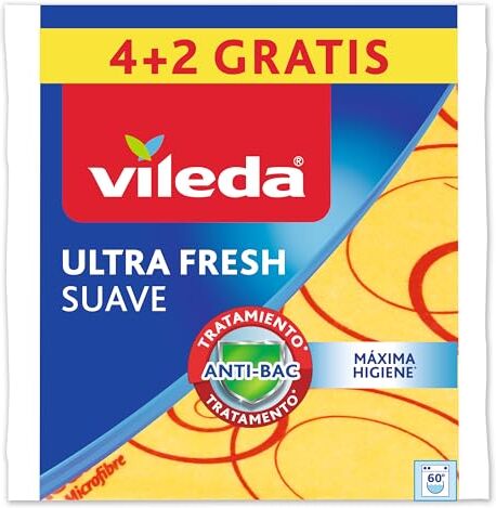 Vileda Morbido Panno Multiuso, 30% in Microfibra, 4 PCS + 2 PCS Gratis