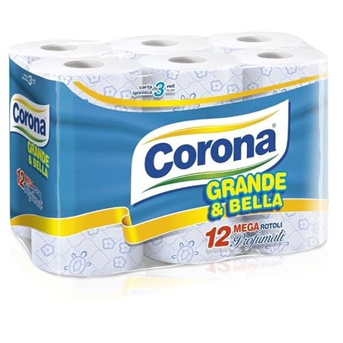 Generico CARTA IGIENICA CORONA MEGA ROTOLI 3 VELI – PROFUMATI 3 CONFEZIONI DA 12 ROTOLI MEGA ROTOLI PER UN TOTALE DI 36 MEGA ROTOLI